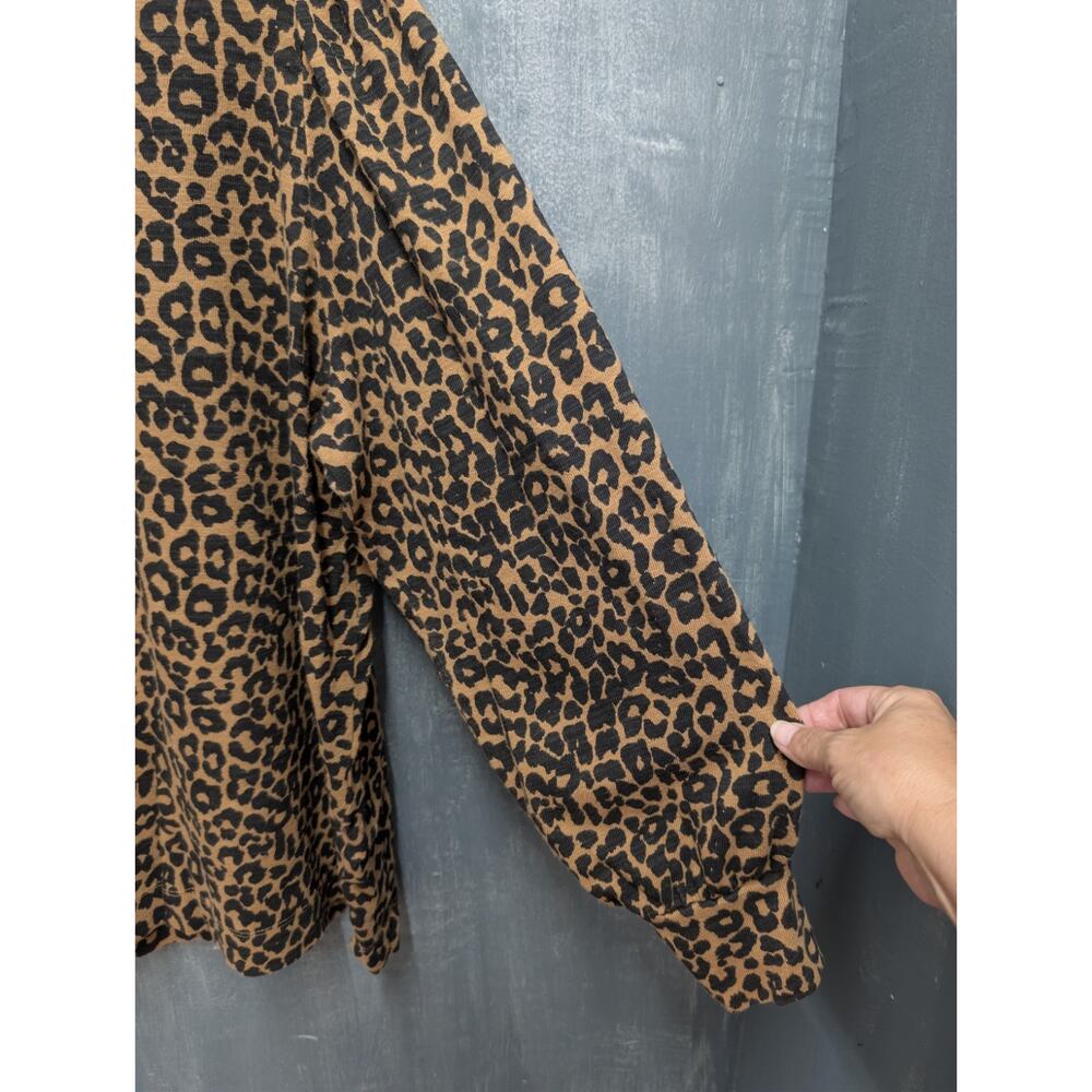 LOFT XXL Leopard Print Heavyweight Cotton Pullover Balloon Puff Sleeve Top - Picture 4 of 8